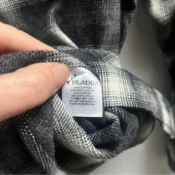 Pladra cotton black white plaid Flannel button up shirt Sz 2X - Picture 5 of 9